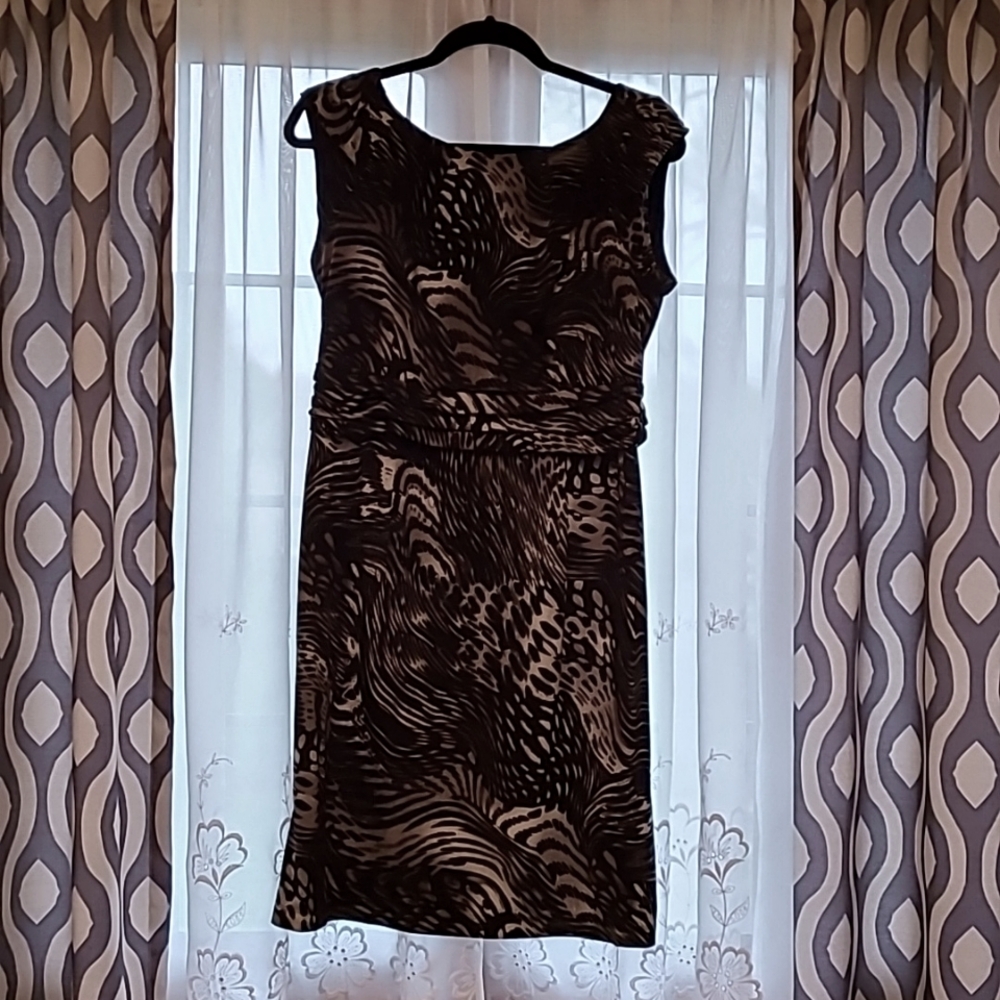 NWOT AB Studio L , black white gray, Zebra print, poly/spandex dress
